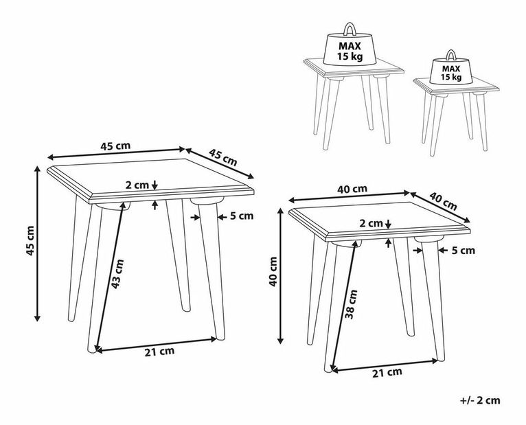Set 2 ks konferenčních stolků Baude (zelená)