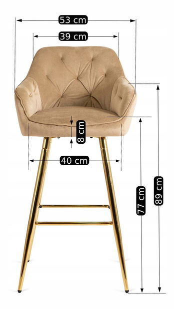 Barová židle Solicitamos (béžová + zlatá) *výprodej