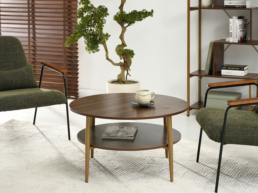 Konferenční stolek Randolf Xl (ořech + zlatá)