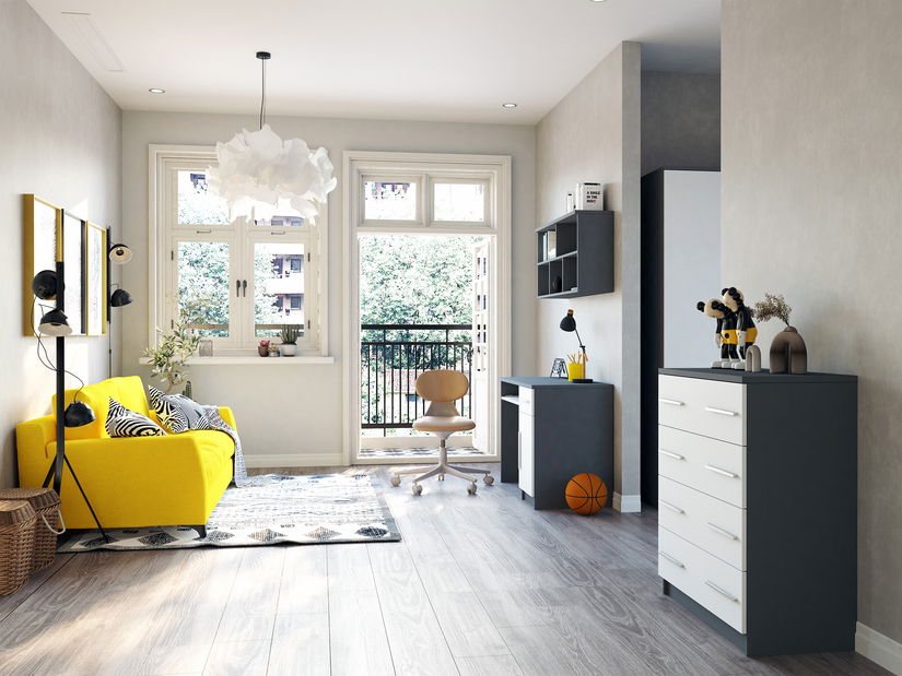 Jednolůžková postel 90 cm Oleg II (bílá + šedá) (s úl. prostorem)