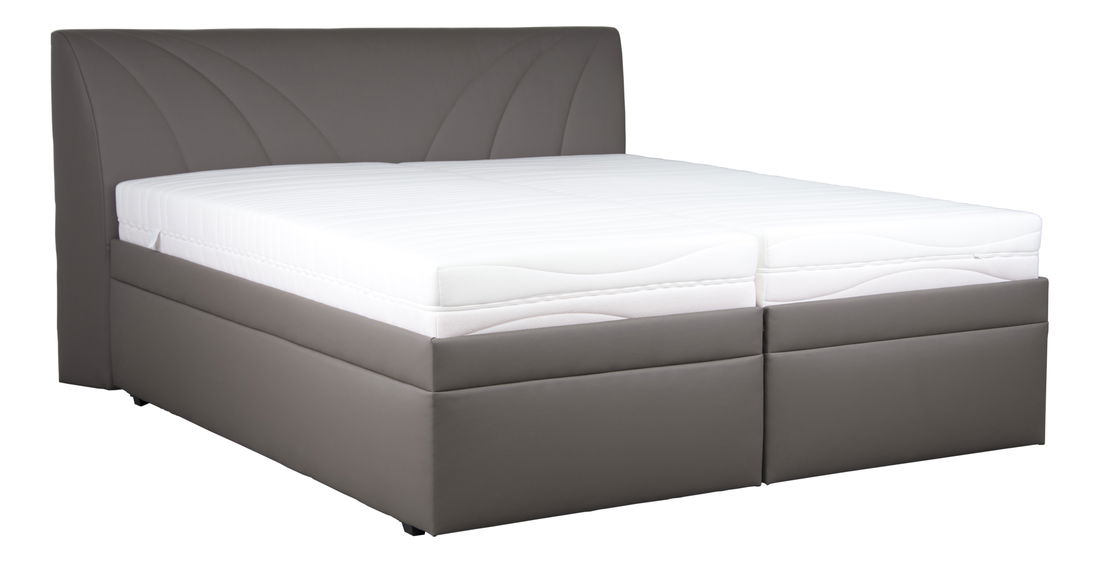 Manželská postel 180 cm Blanář Velvet (šedá) (s roštem, matrací, denní dekou a polštáři)