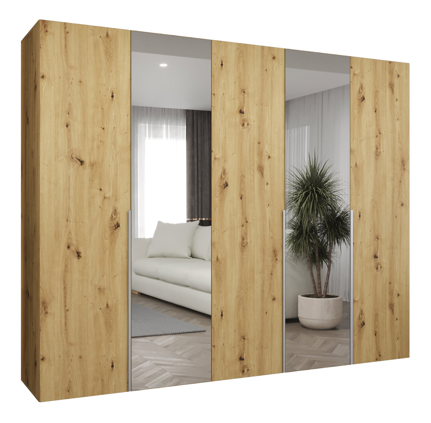 Šatní skříň 250 cm Alice 2 (dub artisan + kašmír)