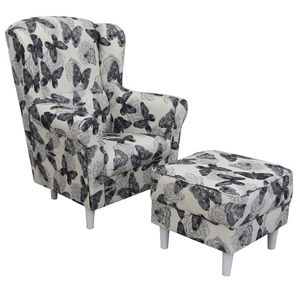 Křeslo ušák s taburetem Aevo butterfly 1