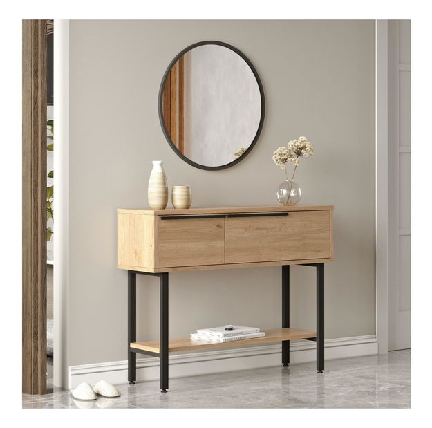 Konzolový stolek Otto 12 (se zrcadlem) (ořech + černá)