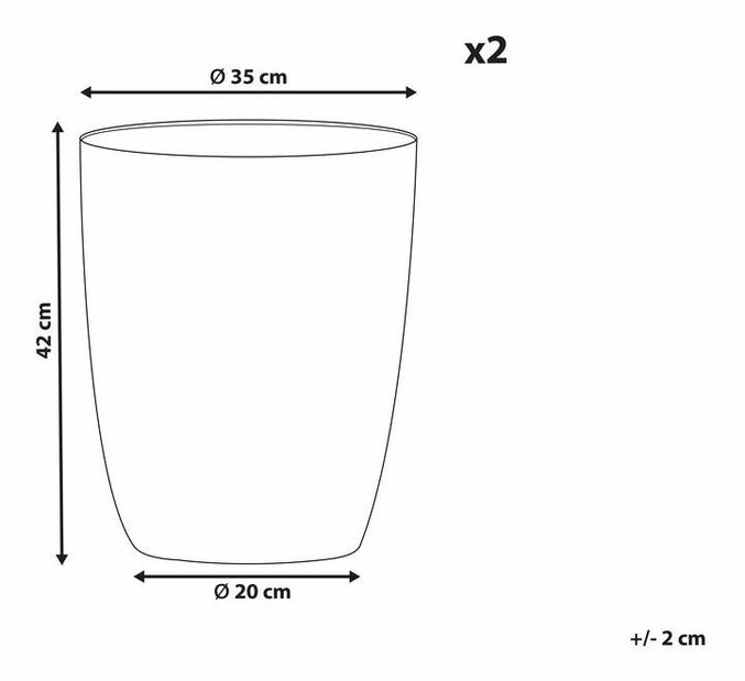 Sada 2 květináčů 42 cm Crotty (šedá)