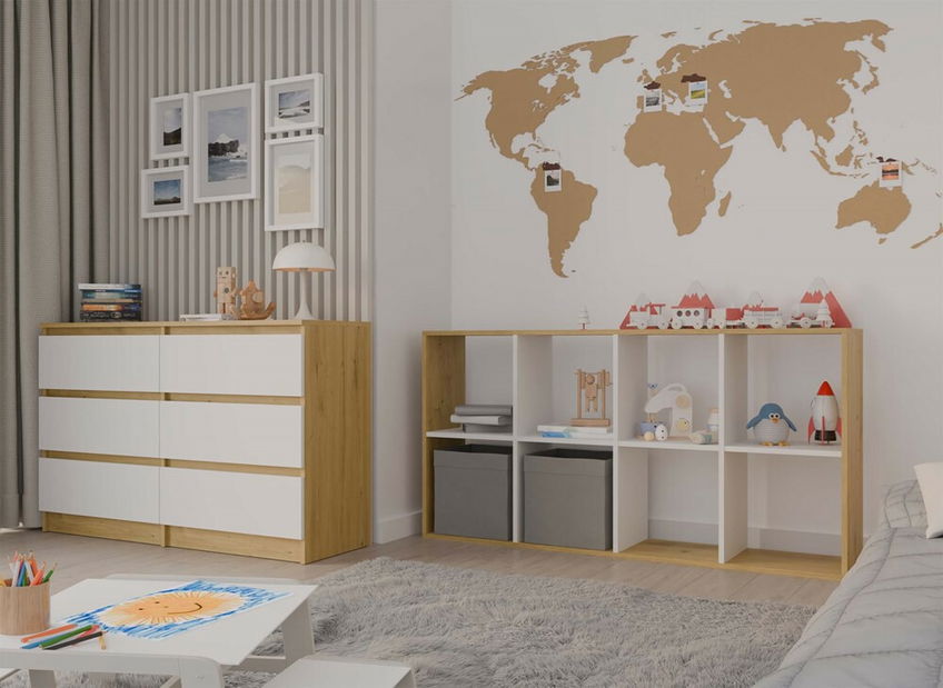 Regál Metros 4 (dub artisan + bílá)