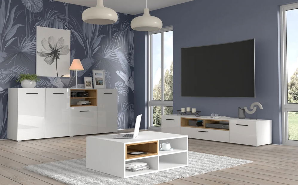 Konferenční stolek Anikka M (dub artisan + bílá)