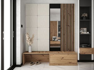 Předsíň Anrolat I (dub artisan + černá + béžová) (se zrcadlem)