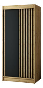 Šatní skříň 100 cm Ladonna (dub artisan + černá matná)