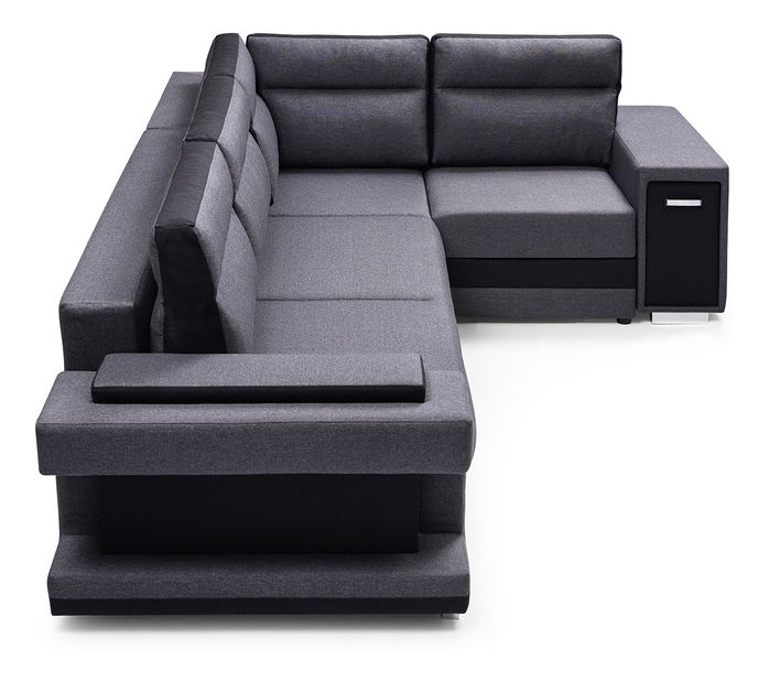 Rohová sedací souprava Arin (černá + šedá) (P)