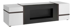 TV stolík/skříňka Carlyn PEW CS RTV-K (bílá + bílý lesk + jilm perlový) (s bio krbem)