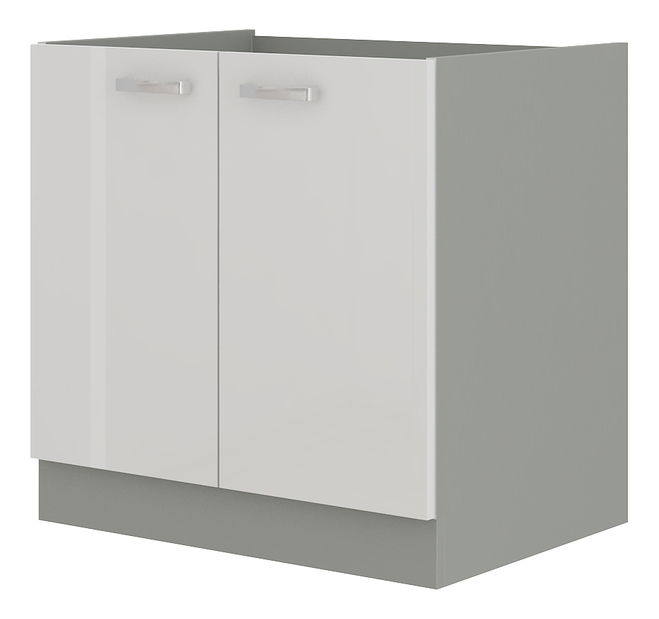 Dolní kuchyňská skříňka pod drez Brunea 80 ZL 2F BB (šedá + lesk bílý)