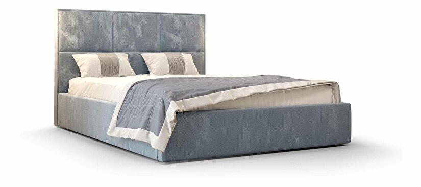 Manželská postel 160 cm Elna (světle modrá) (s roštem a úložným prostorem)