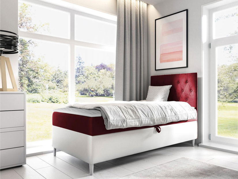 Jednolůžková postel 100cm Rivaldi 1 (bílá + červená)