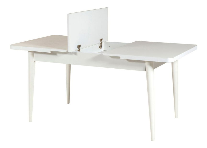 Rozkládací jídelní stůl se 2 židlemi a 2 lavicemi Vlasta (bílá + tmavě modrá)