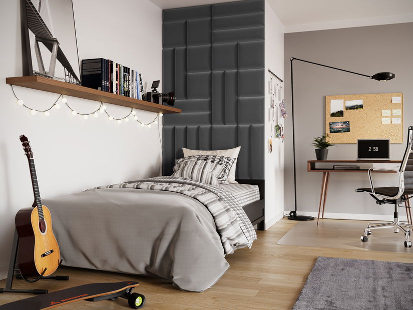 Set 26 čalouněných panelů Quadra 120x195 cm (šedá)