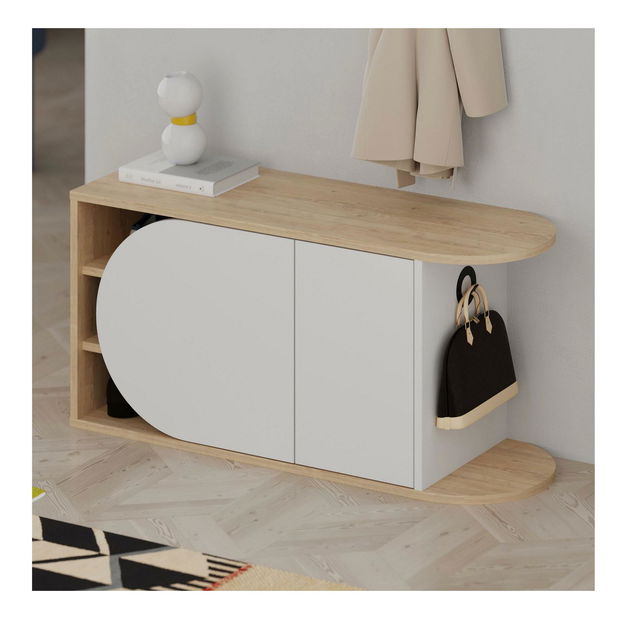 Botník (skříňka na boty) Lisane (dub + bílá)