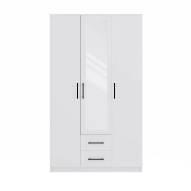 Šatní skříň Rigidez 2 (bílá) (se zrcadlem)