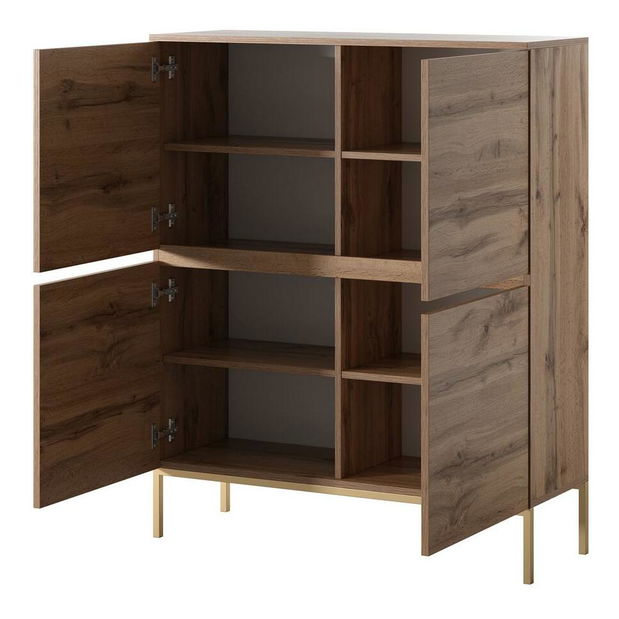 Skříňka Bennasi B1 (dub wotan + zlatá)