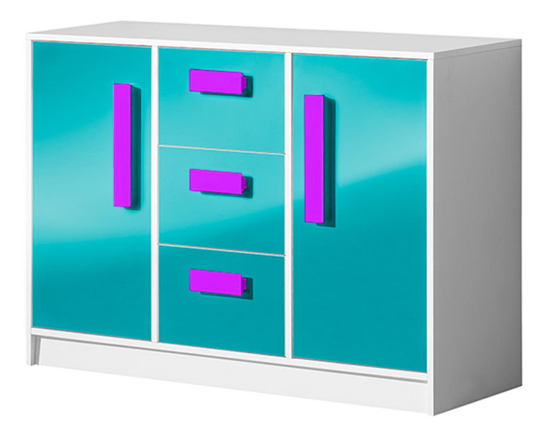 Komoda Gullia 6 (tyrkysová + fialová)
