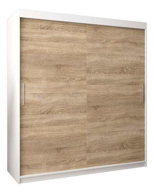 Šatní skříň 180 cm Toki (Bílá matná + Dub sonoma)