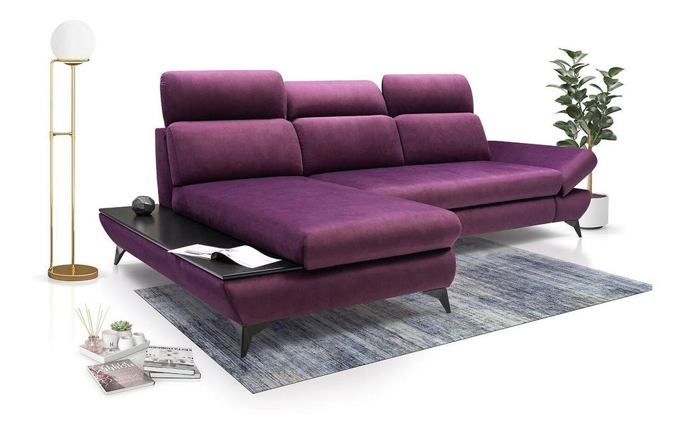 Rohová sedací souprava Titan (tmavě fialová) (L)