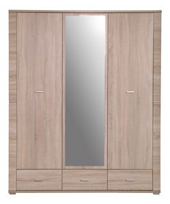 Šatní skříň Gwenn 3D3S (se zrcadlem) (dub sonoma)