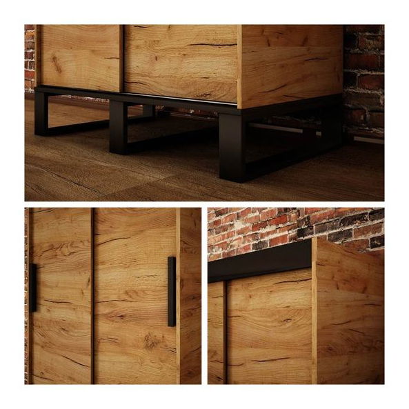 Šatní skříň 100 cm Willow V1 (dub craft zlatý + černá) *výprodej