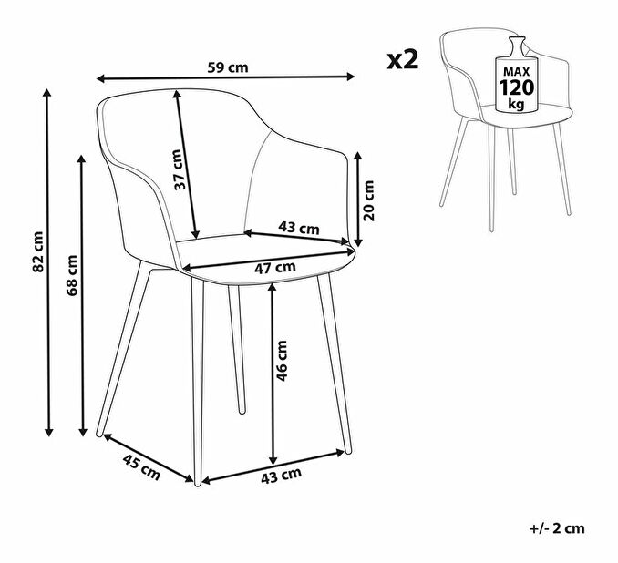 Set 2 ks jídelních židlí Eleni (tmavě zelená)