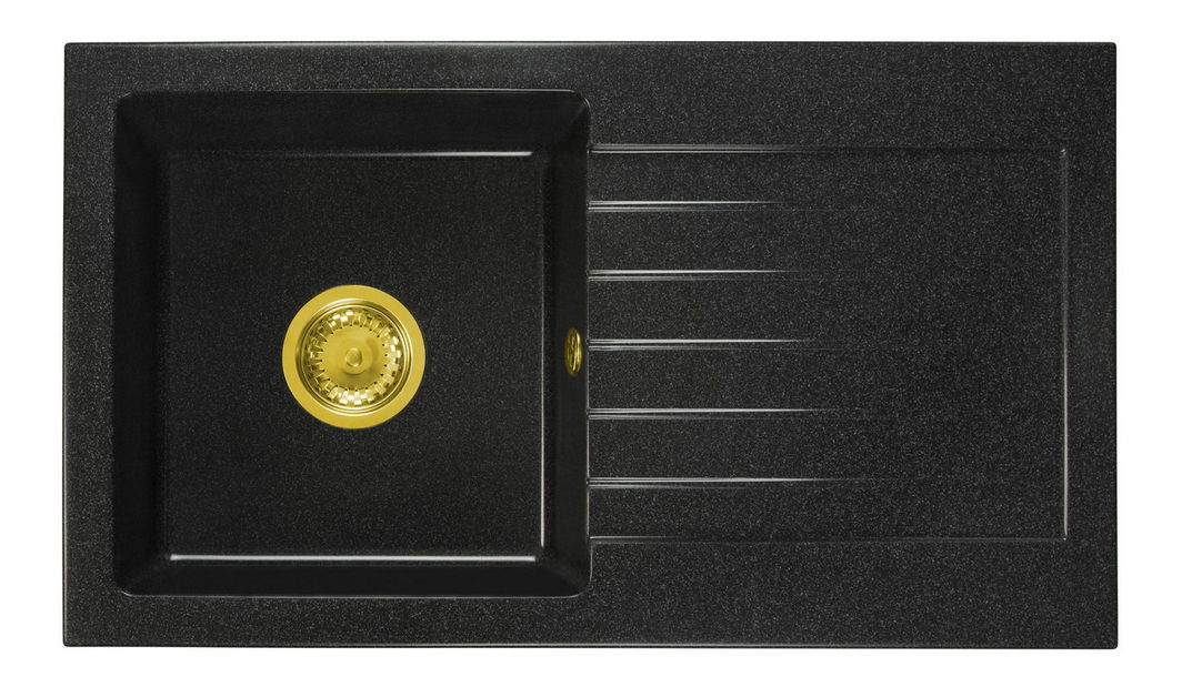 Kuchyňský dřez Lemmion (černá + textura) (se 3 otvory pro baterii) (P)