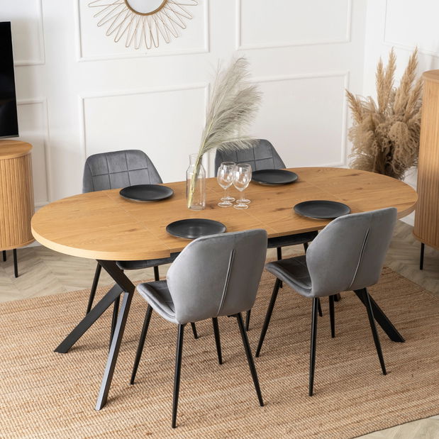 Rozkládací jídelní stůl Localizado (dub zlatý + černá) (pro 4-6 osob)