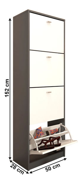 Botník (skříňka na boty) Verity Typ 3 (grafit + bílá)