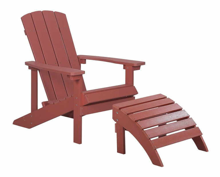 Zahradní židle s podnožkou Adack (červená)