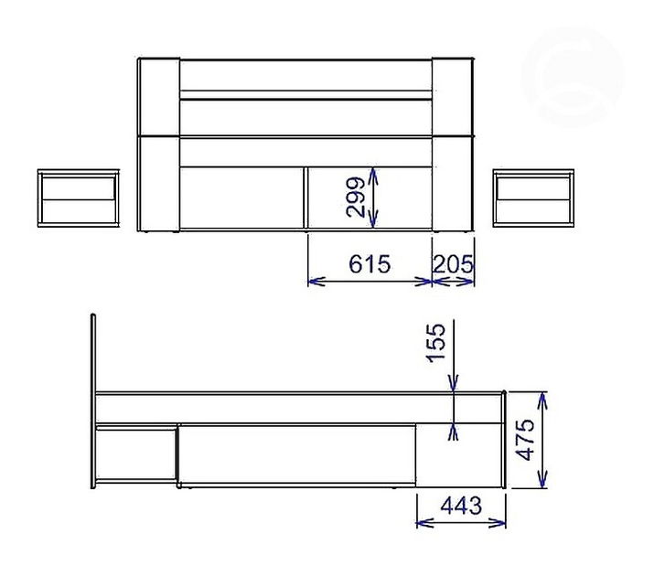 Manželská postel 140 cm Milo (se zásuvkami a noč. stolky)