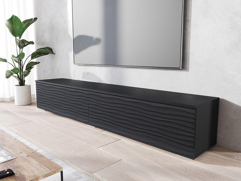 TV skříňka Dlana 180 MDF (černá + černá vlna)