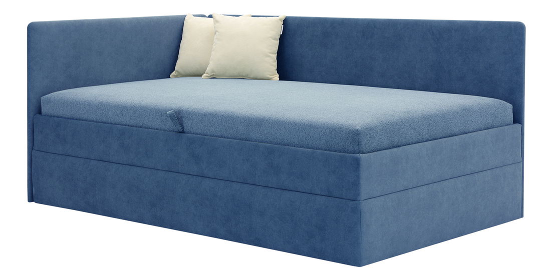 Jednolůžková postel 110 cm Optoman (modrá) (s roštem a matracem) (s úl. prostorem)