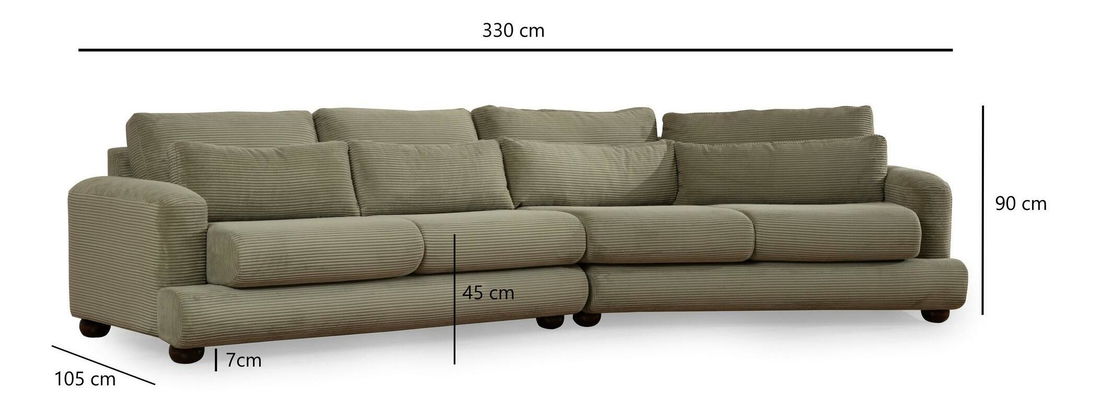 Pohovka čtyřsedačka Riverolla (P) (zelená)