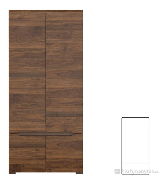 Šatní skříň BRW Elpasso SZF4D (Šedý wolfram + Ořech kolumbie)