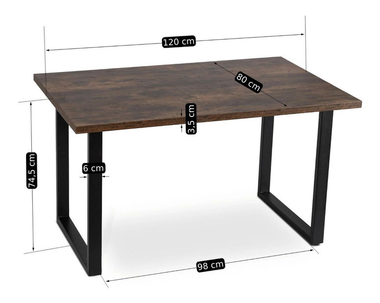 Jídelní set Visite (dub rustikal + černá) (pro 4 osoby)