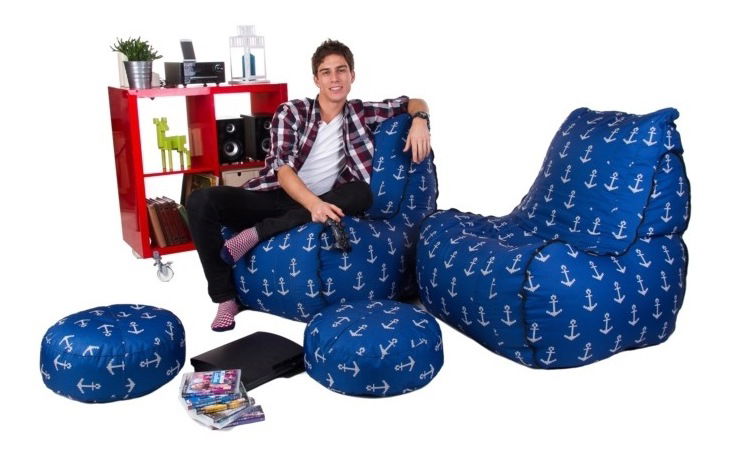 Sedací pytel s taburetkou Montana Zipp (modrá)