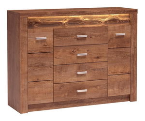 Kombinovaná komoda Nadenas N7 (jasan světlý) (osvětlení LED teplé bílé)