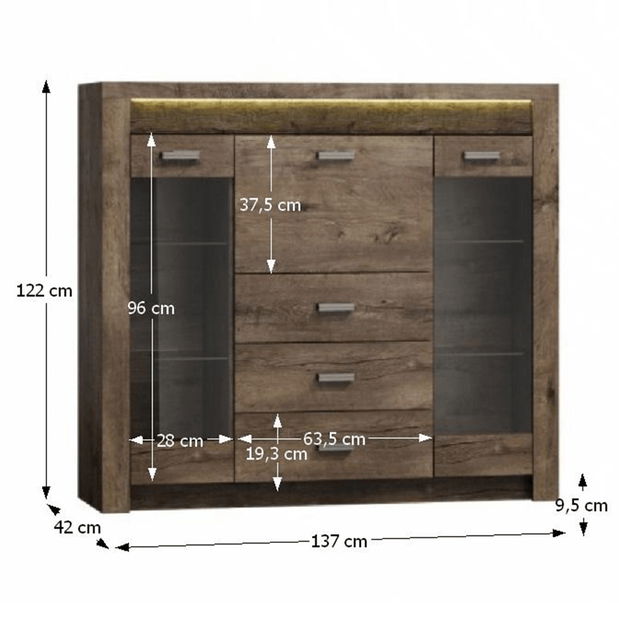 Vitrína Inneas 08 (jasan tmavý)