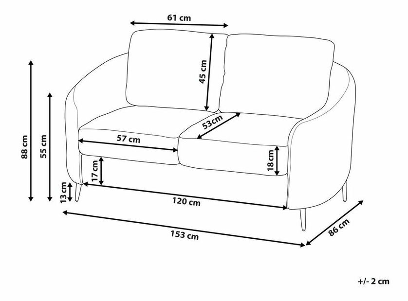 Pohovka dvousedačka Tertius (zelená)