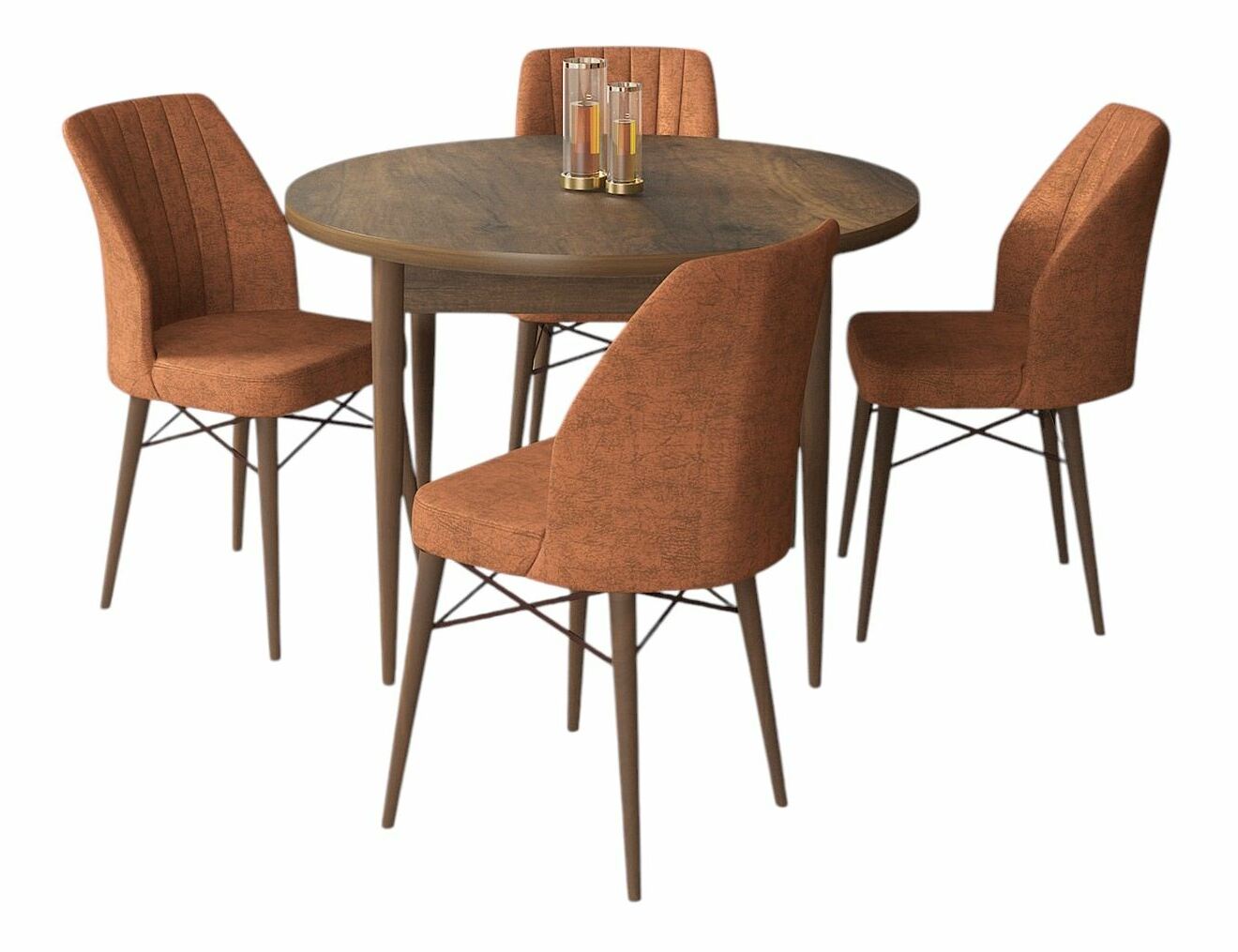 Jídelní set Roxie (ořech barokní + cihlová) (pro 4 osoby)