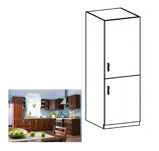 Kuchyňská skříňka na vestavnou ledničku D60ZL Sillina (ořech milano)