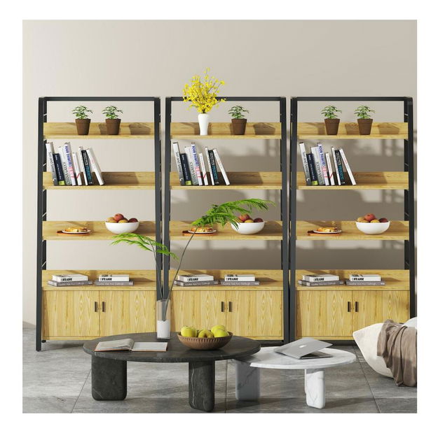 Regál Chevron (dub tmavý + černá)