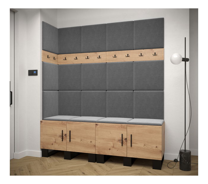 Předsíňová sestava Amanda 12 (dub artisan + tmavě šedá)