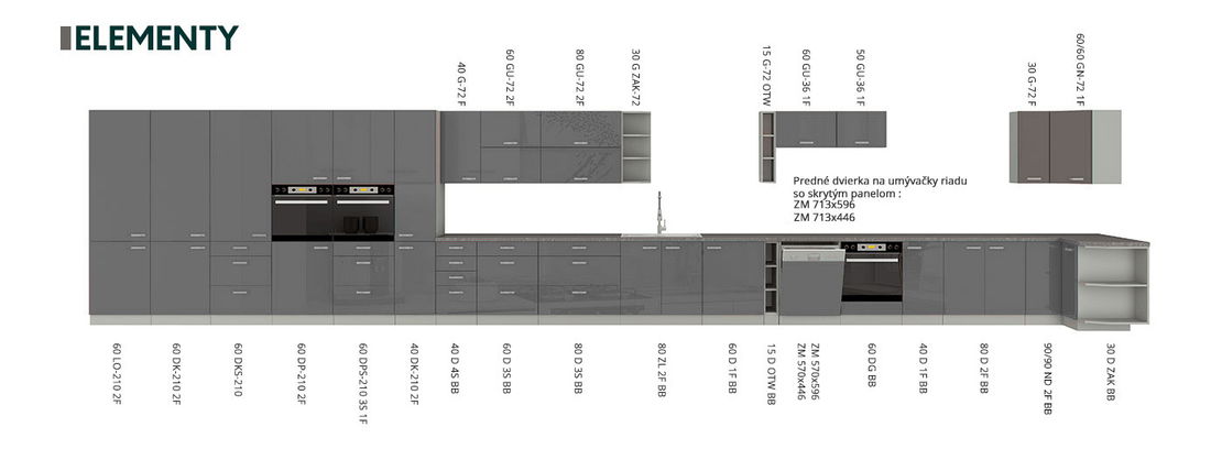 Dolní kuchyňská skříňka Milo 60 D 1F BB (šedá + bílý lesk)