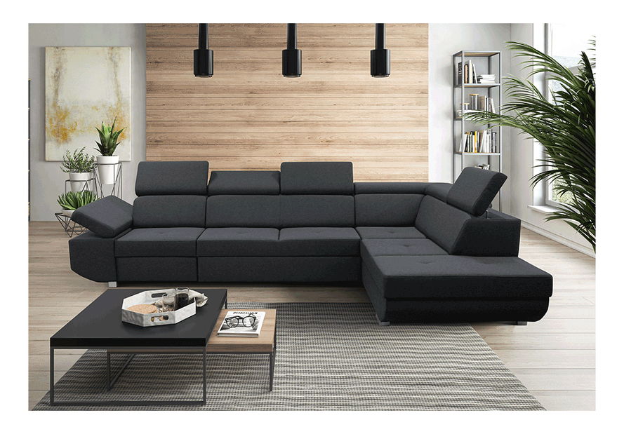 Rohová sedačka Meven (tmavě šedá) (P)