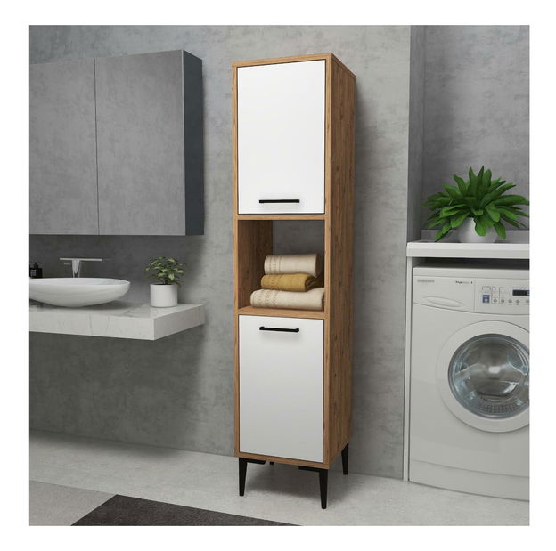 Koupelnová skříňka Damin (bílá + borovice atlantická)